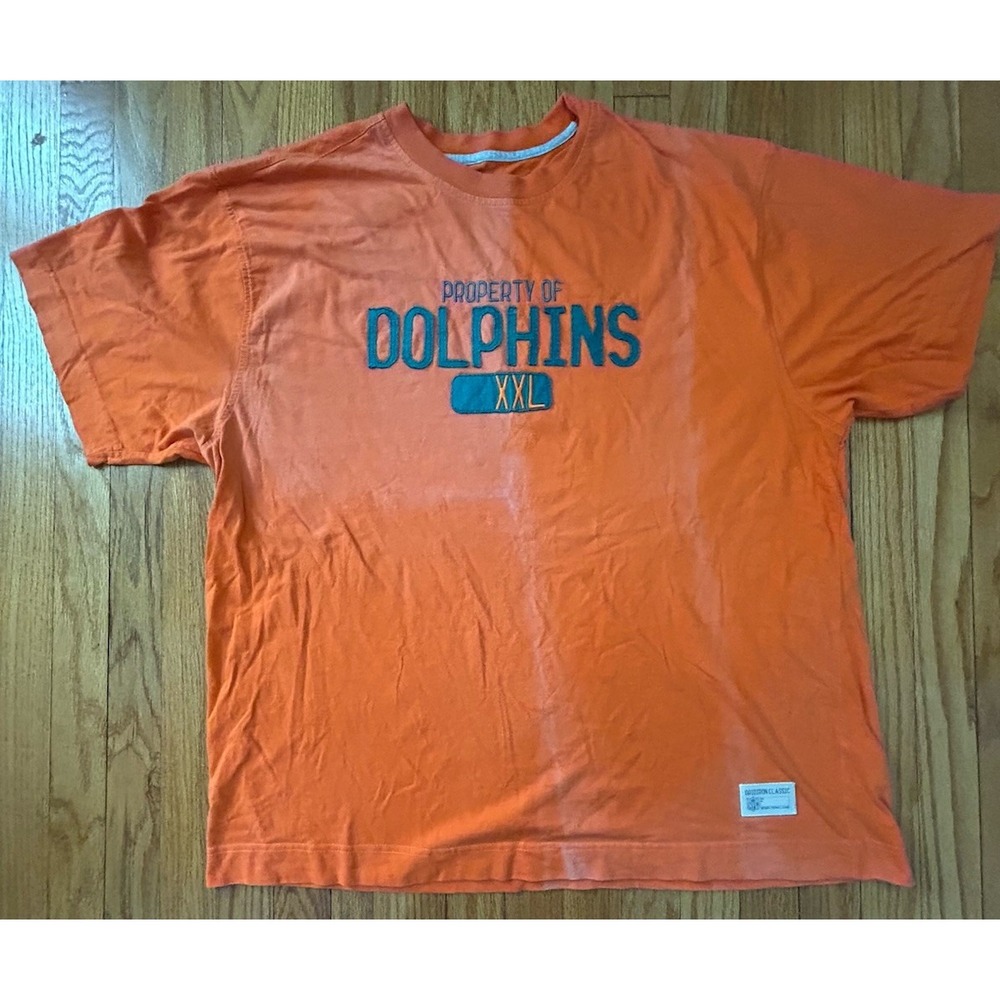 Vintage Reebok NFL Gridiron Classic Miami Dolphins Orange T-Shirt Size XXL 2XL